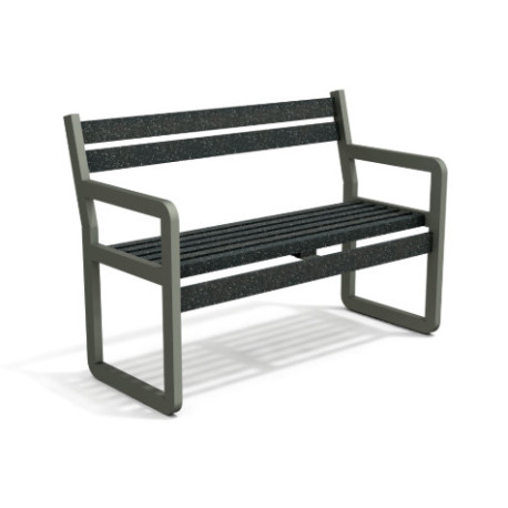 Banc de jardin Chardonnay 2 places avec accoudoirs en IPRA et aluminium laqué Gris ANTHRACITE – Assise courte