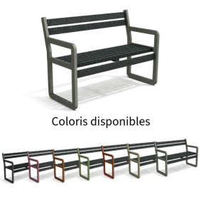 Banc de jardin Chardonnay 2 places avec accoudoirs en IPRA et aluminium laqué Gris ANTHRACITE – Assise courte