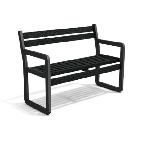 Banc de jardin Chardonnay 2 places avec accoudoirs en IPRA et aluminium laqué NOIR  – Assise courte