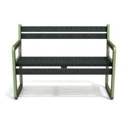 Banc de jardin Chardonnay 2 places avec accoudoirs en IPRA et aluminium laqué VERT SAUGE – Assise courte