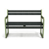 Banc de jardin Chardonnay 2 places avec accoudoirs en IPRA et aluminium laqué VERT SAUGE – Assise courte