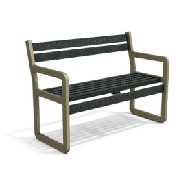 Banc de jardin Chardonnay 2 places avec accoudoirs en IPRA et aluminium laqué SABLE CLAIR – Assise Longue