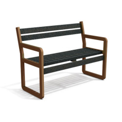 Banc de jardin Chardonnay 2 places avec accoudoirs en IPRA et aluminium laqué ROUILLE – Assise Longue