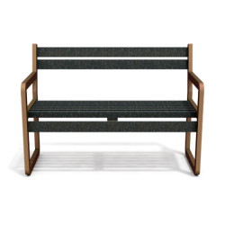 Banc de jardin Chardonnay 2 places avec accoudoirs en IPRA et aluminium laqué ROUILLE – Assise Longue