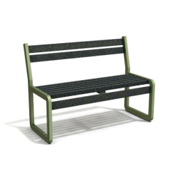 Banc de jardin Chardonnay 2 places en IPRA et aluminium laqué Vert Sauge – Assise Courte