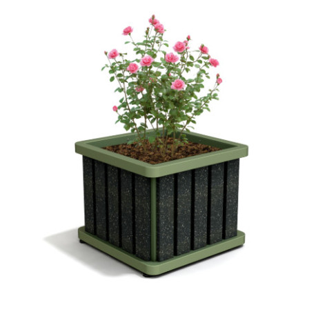 Jardinière Chardonnay en IPRA et aluminium laqué couleur Vert Sauge – 55 x 55 x 45 cm