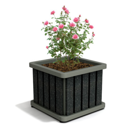 Jardinière Chardonnay en IPRA et aluminium laqué couleur Gris Anthracite – 55 x 55 x 45 cm