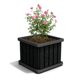 Jardinière Chardonnay en IPRA et aluminium laqué couleur Noir – 55 x 55 x 45 cm