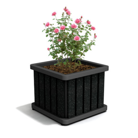 Jardinière Chardonnay en IPRA et aluminium laqué couleur Noir – 55 x 55 x 45 cm