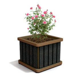 Jardinière Chardonnay en IPRA et aluminium laqué couleur terre battue – 55 x 55 x 45 cm