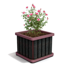 Jardinière Chardonnay en IPRA et aluminium laqué couleur rose poudrée – 55 x 55 x 45 cm