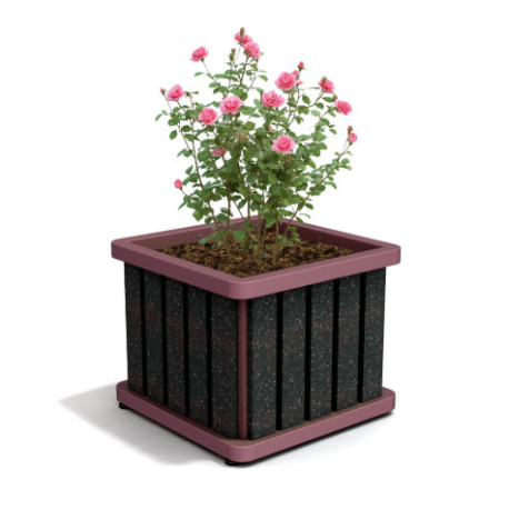 Jardinière Chardonnay en IPRA et aluminium laqué couleur rose poudrée – 55 x 55 x 45 cm