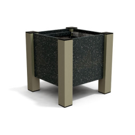 Jardinière carrée Floralu en IPRA et Aluminium laqué Sable Clair – 40 x 40 x 40 cm