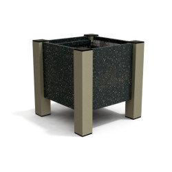 Jardinière carrée Floralu en IPRA et Aluminium laqué Sable Clair – 40 x 40 x 40 cm