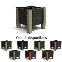 Jardinière carrée Floralu en IPRA et Aluminium laqué Sable Clair – 40 x 40 x 40 cm