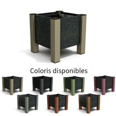 Jardinière carrée Floralu en IPRA et Aluminium laqué Sable Clair – 40 x 40 x 40 cm