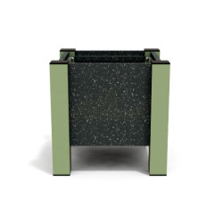 Jardinière carrée Floralu en IPRA et Aluminium laqué Vert Sauge – 40 x 40 x 40 cm