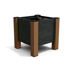 Jardinière carrée Floralu en IPRA et Aluminium laqué Terre Battue – 40 x 40 x 40 cm