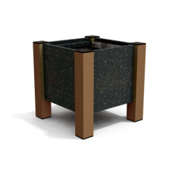 Jardinière carrée Floralu en IPRA et Aluminium laqué Terre Battue – 40 x 40 x 40 cm