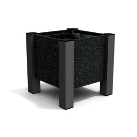 Jardinière carrée Floralu en IPRA et Aluminium laqué Noir – 40 x 40 x 40 cm
