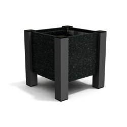 Jardinière carrée Floralu en IPRA et Aluminium laqué Noir – 40 x 40 x 40 cm