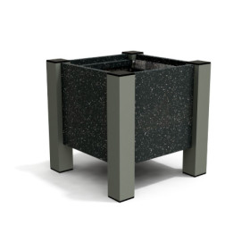 Jardinière carrée Floralu en IPRA et Aluminium laqué Gris Anthracite – 40 x 40 x 40 cm