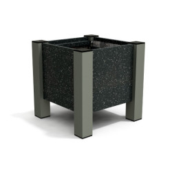Jardinière carrée Floralu en IPRA et Aluminium laqué Gris Anthracite – 40 x 40 x 40 cm