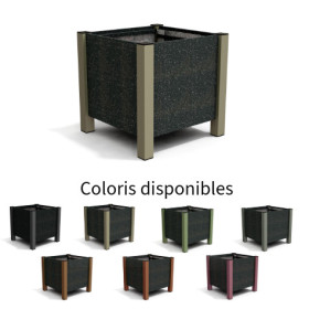 Jardinière carrée Floralu en IPRA et Aluminium laqué Sable Clair – 61 x 61 x 60 cm