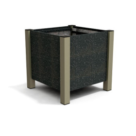 Jardinière carrée Floralu en IPRA et Aluminium laqué Sable Clair – 61 x 61 x 60 cm