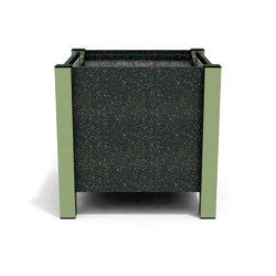 Jardinière carrée Floralu en IPRA et Aluminium laqué Vert Sauge – 61 x 61 x 60 cm