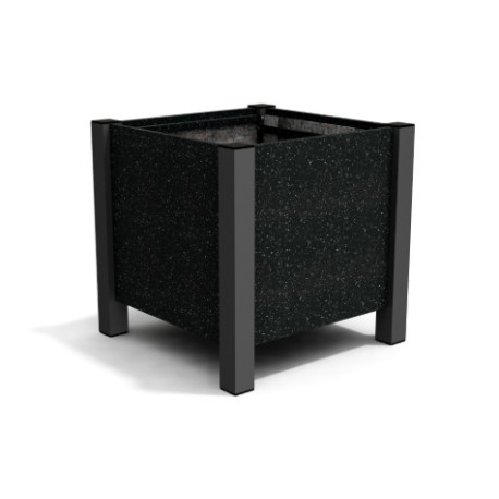 Jardinière carrée Floralu en IPRA et Aluminium laqué Noir – 61 x 61 x 60 cm