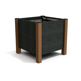 Jardinière carrée Floralu en IPRA et Aluminium laqué Terre Battue – 61 x 61 x 60 cm