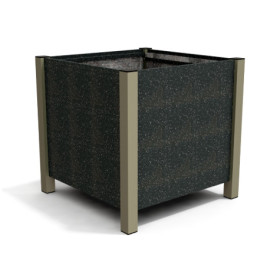 Jardinière carrée Floralu en IPRA et Aluminium laqué Sable Clair – 82 x 82 x 80 cm