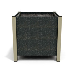Jardinière carrée Floralu en IPRA et Aluminium laqué Sable Clair – 82 x 82 x 80 cm