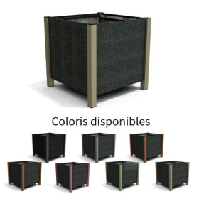 Jardinière carrée Floralu en IPRA et Aluminium laqué Sable Clair – 82 x 82 x 80 cm