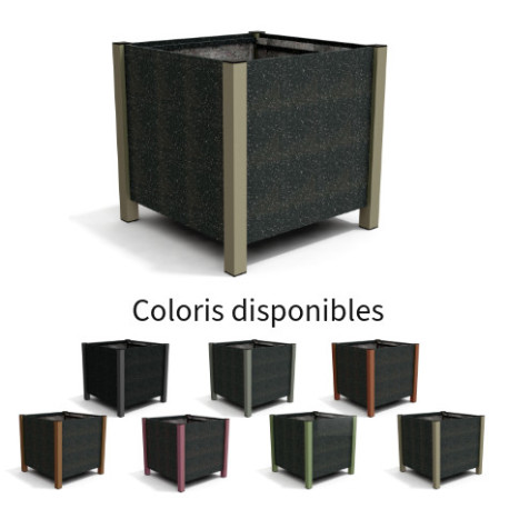 Jardinière carrée Floralu en IPRA et Aluminium laqué Sable Clair – 82 x 82 x 80 cm