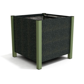 Jardinière carrée Floralu en IPRA et Aluminium laqué Vert Sauge – 82 x 82 x 80 cm