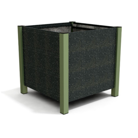 Jardinière carrée Floralu en IPRA et Aluminium laqué Vert Sauge – 82 x 82 x 80 cm
