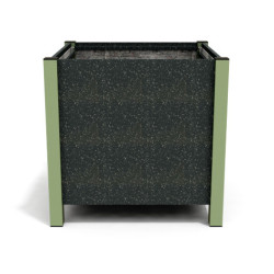 Jardinière carrée Floralu en IPRA et Aluminium laqué Vert Sauge – 82 x 82 x 80 cm
