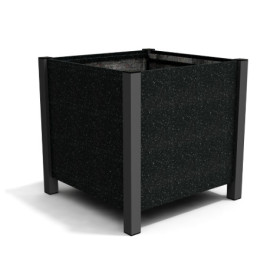 Jardinière carrée Floralu en IPRA et Aluminium laqué Noir – 82 x 82 x 80 cm