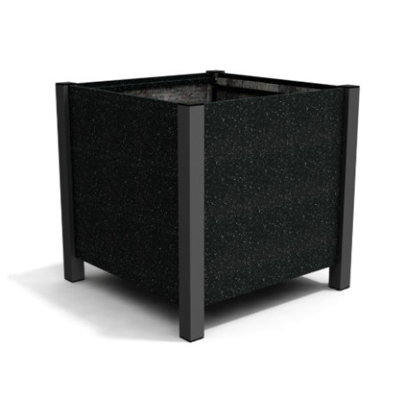 Jardinière carrée Floralu en IPRA et Aluminium laqué Noir – 82 x 82 x 80 cm