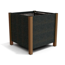 Jardinière carrée Floralu en IPRA et Aluminium laqué Terre Battue – 82 x 82 x 80 cm