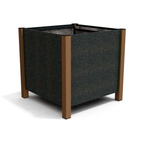 Jardinière carrée Floralu en IPRA et Aluminium laqué Terre Battue – 82 x 82 x 80 cm