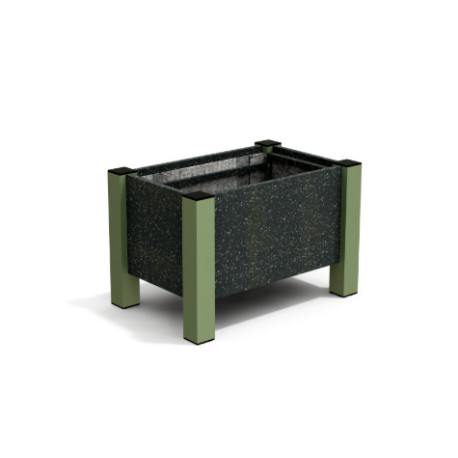 Jardinière rectangulaire Floralu en IPRA et Aluminium laqué Vert Sauge – 61 x 40 x 40 cm