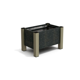 Jardinière rectangulaire Floralu en IPRA et Aluminium laqué Sable clair – 61 x 40 x 40 cm