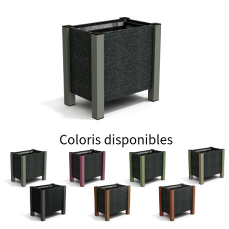 Jardinière rectangulaire Floralu en IPRA et Aluminium laqué Gris Anthracite – 61 x 40 x 60 cm