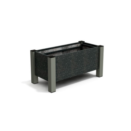 Jardinière rectangulaire Floralu en IPRA et Aluminium laqué Noir – 82 x 40 x 40 cm