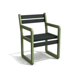 Fauteuil de jardin Chardonnay avec accoudoirs en IPRA et Aluminium Vert Sauge – Assise courte