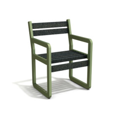 Fauteuil de jardin Chardonnay avec accoudoirs en IPRA et Aluminium Vert Sauge – Assise courte