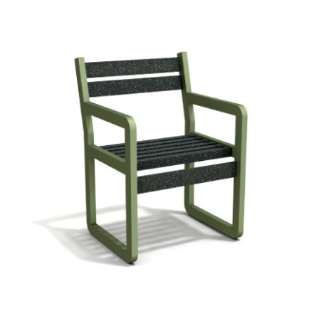 Fauteuil de jardin Chardonnay avec accoudoirs en IPRA et Aluminium Vert Sauge – Assise courte